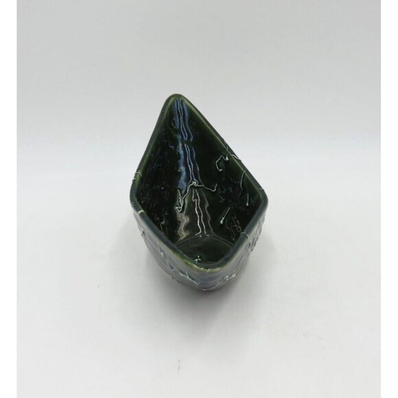 BEAUCEWARE CANADA 1060 Green and White Ceramic Boomerang Dish Bowl 9" Vintage - Picture 6 of 10